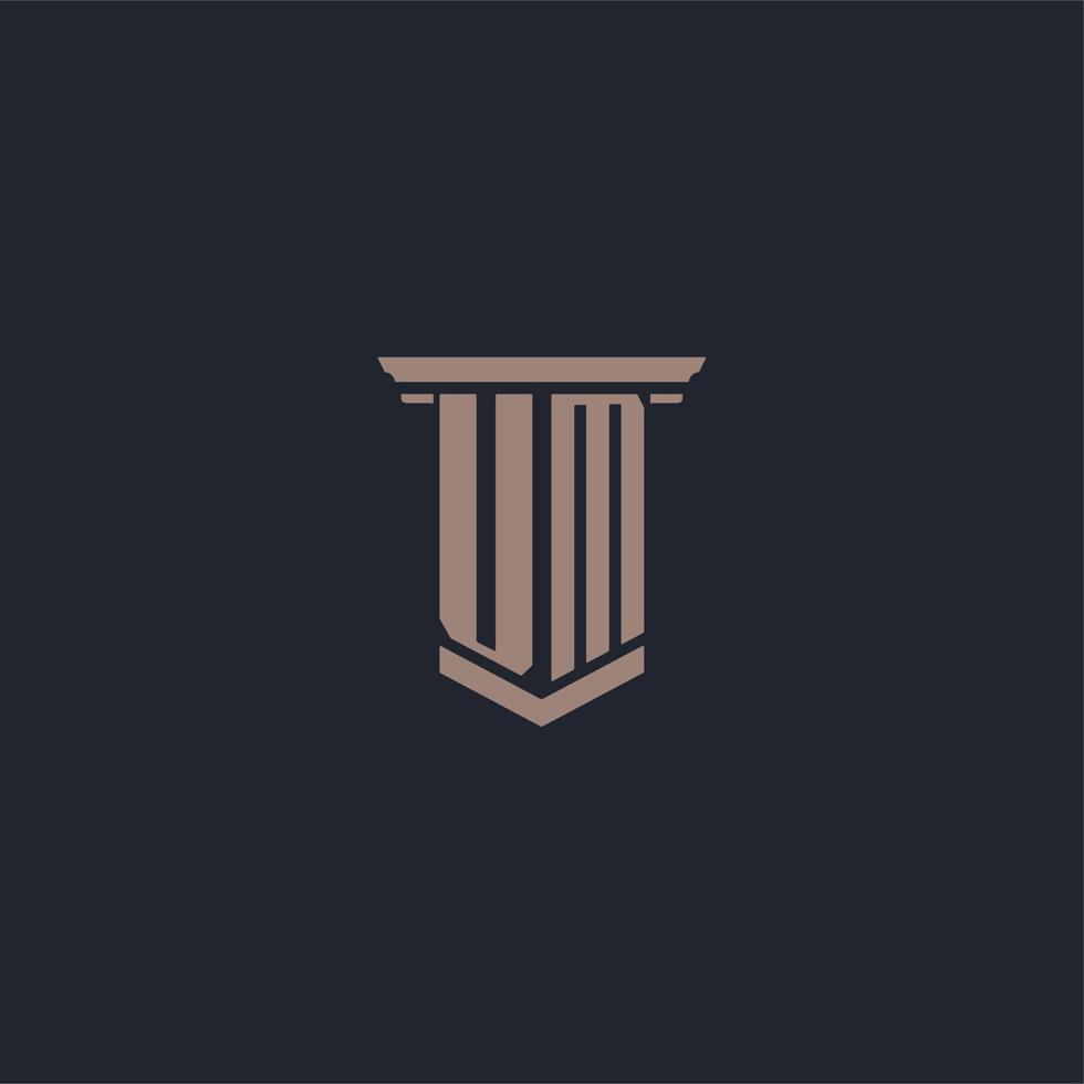UM initial monogram logo with pillar style design vector