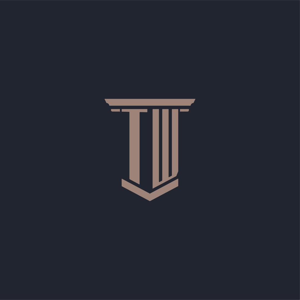TW initial monogram logo with pillar style design vector