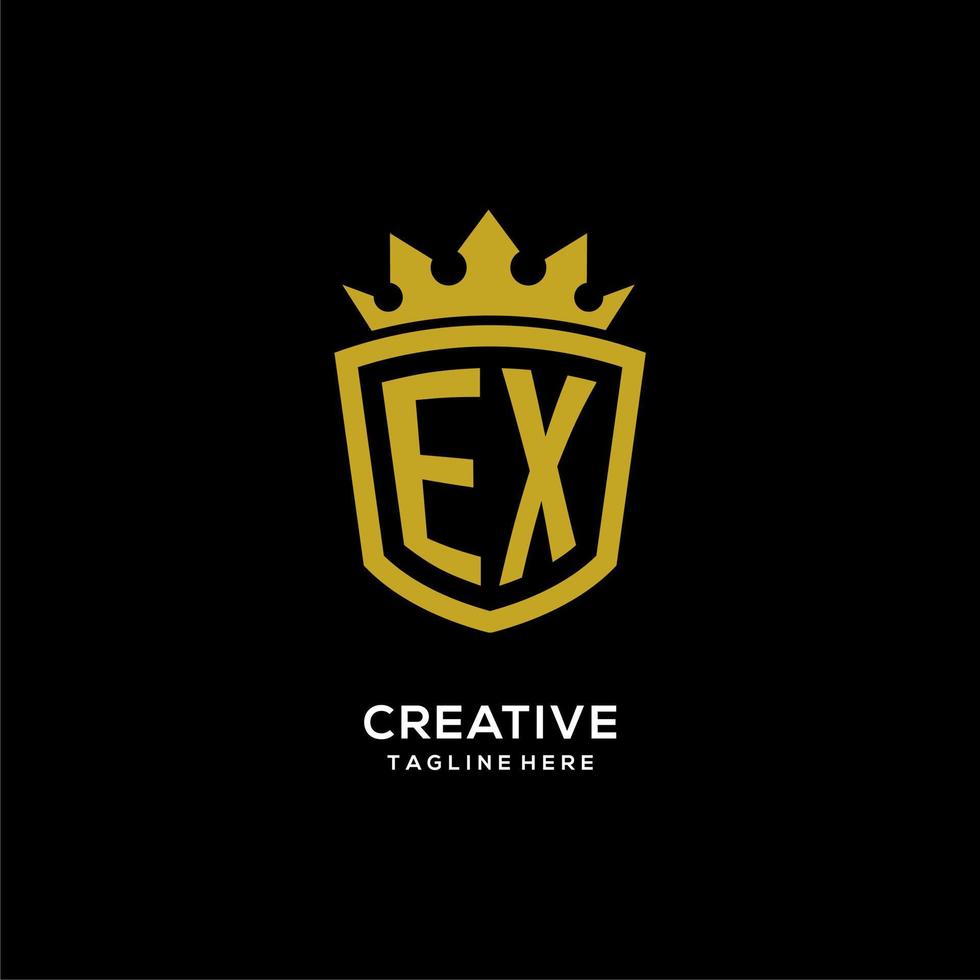 Initial EX logo shield crown style, luxury elegant monogram logo design vector