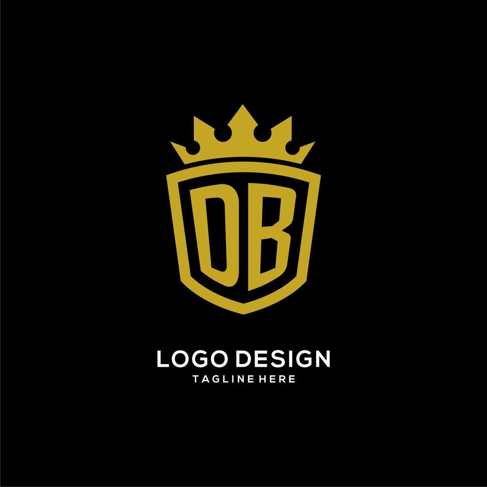 estilo de corona de escudo de logotipo inicial de db, diseño de logotipo de monograma elegante de lujo vector