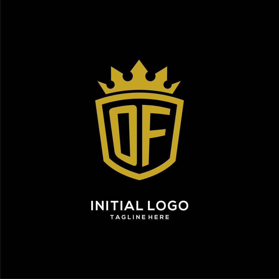 Initial OF logo shield crown style, luxury elegant monogram logo design vector