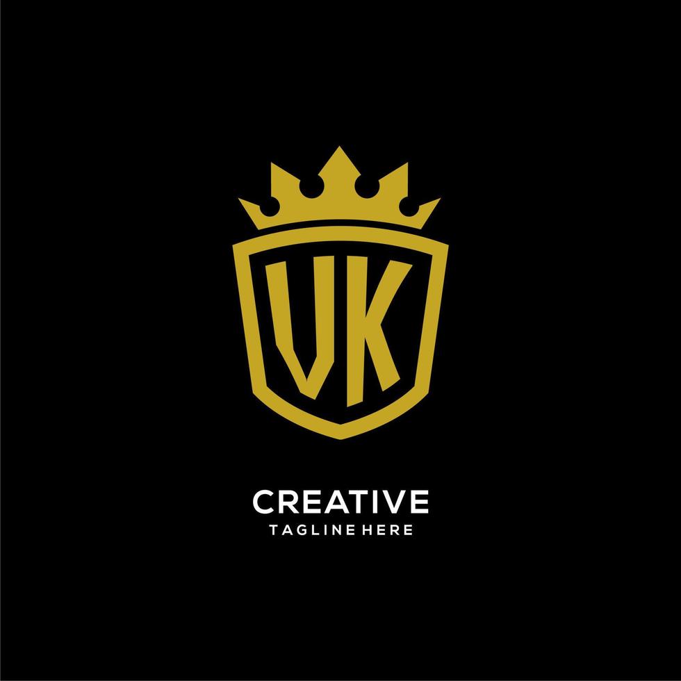 Initial VK logo shield crown style, luxury elegant monogram logo design vector