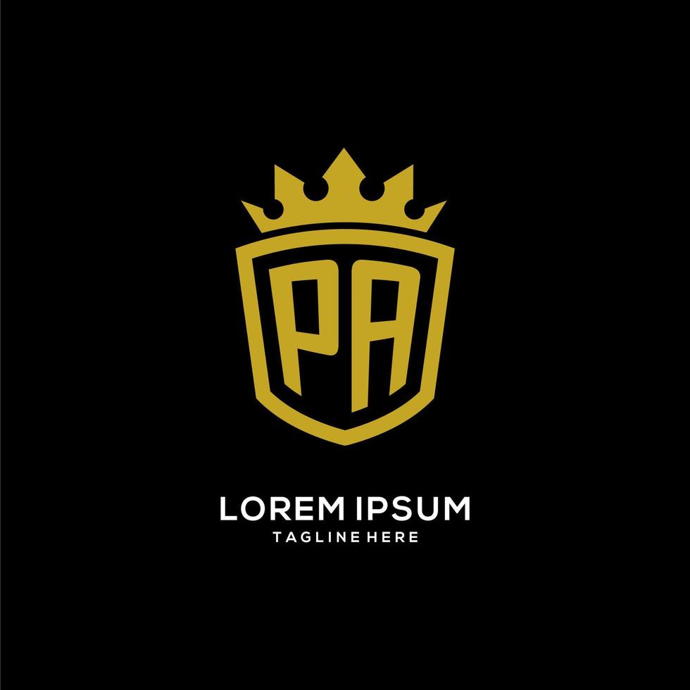 escudo de logotipo pa inicial estilo corona, diseño de logotipo de monograma elegante de lujo vector