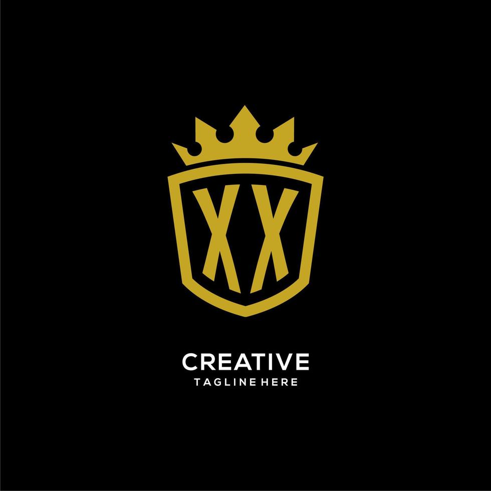 Initial XX logo shield crown style, luxury elegant monogram logo design vector