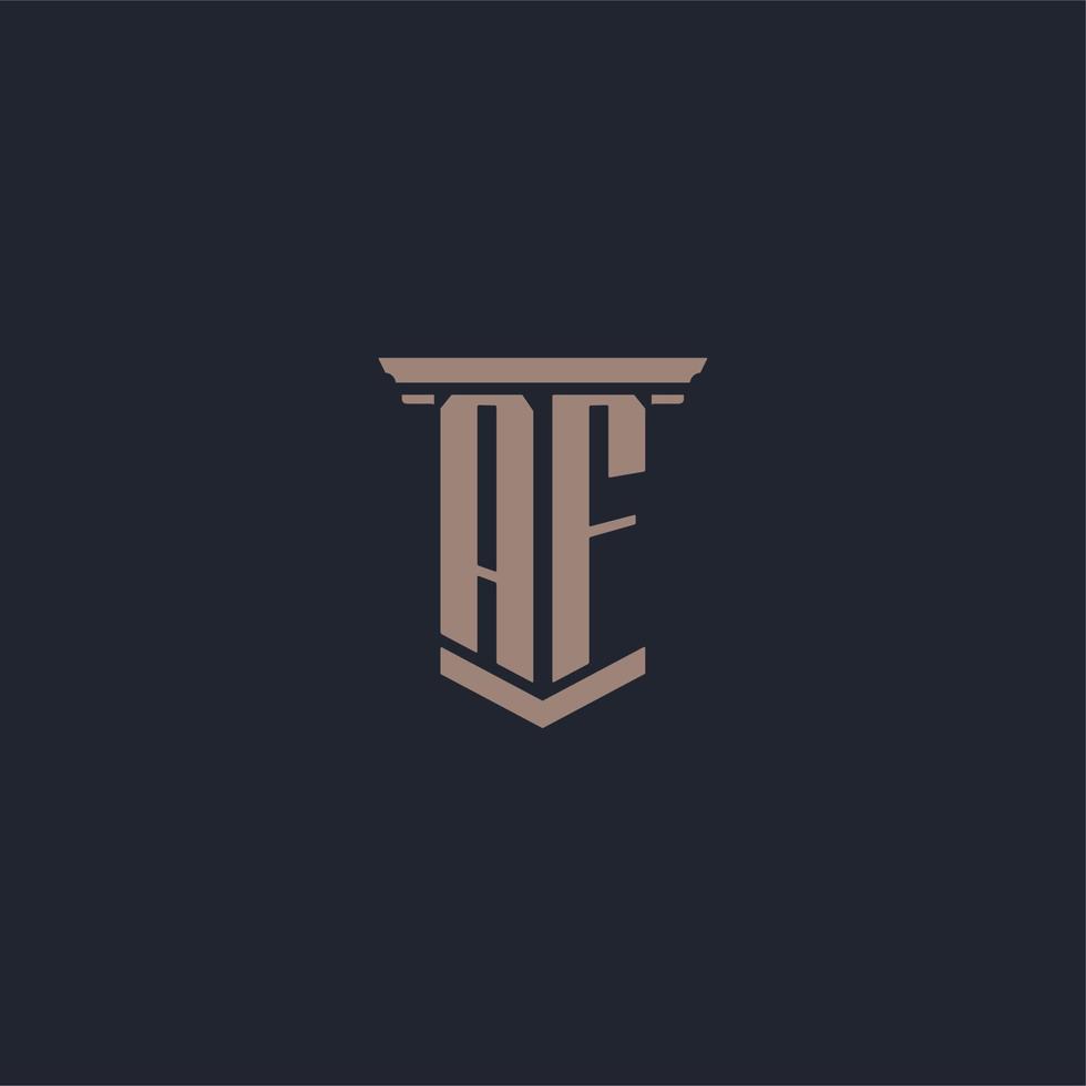 AF initial monogram logo with pillar style design vector