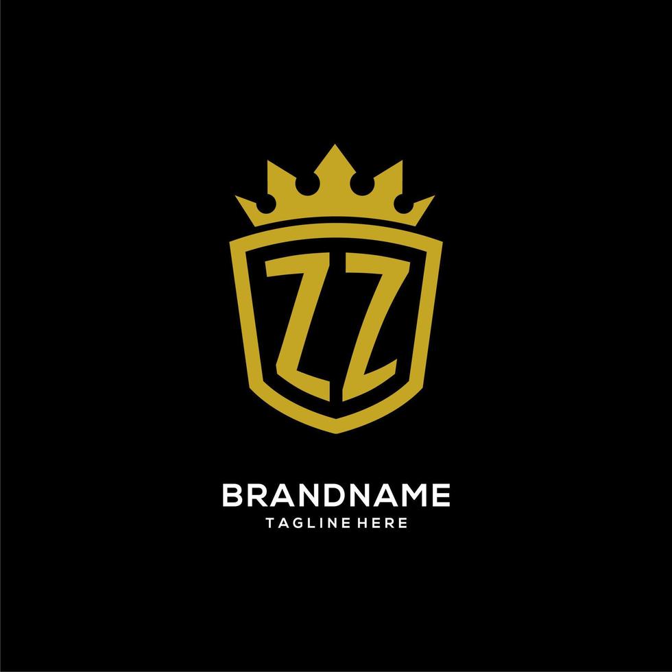 Initial ZZ logo shield crown style, luxury elegant monogram logo design vector