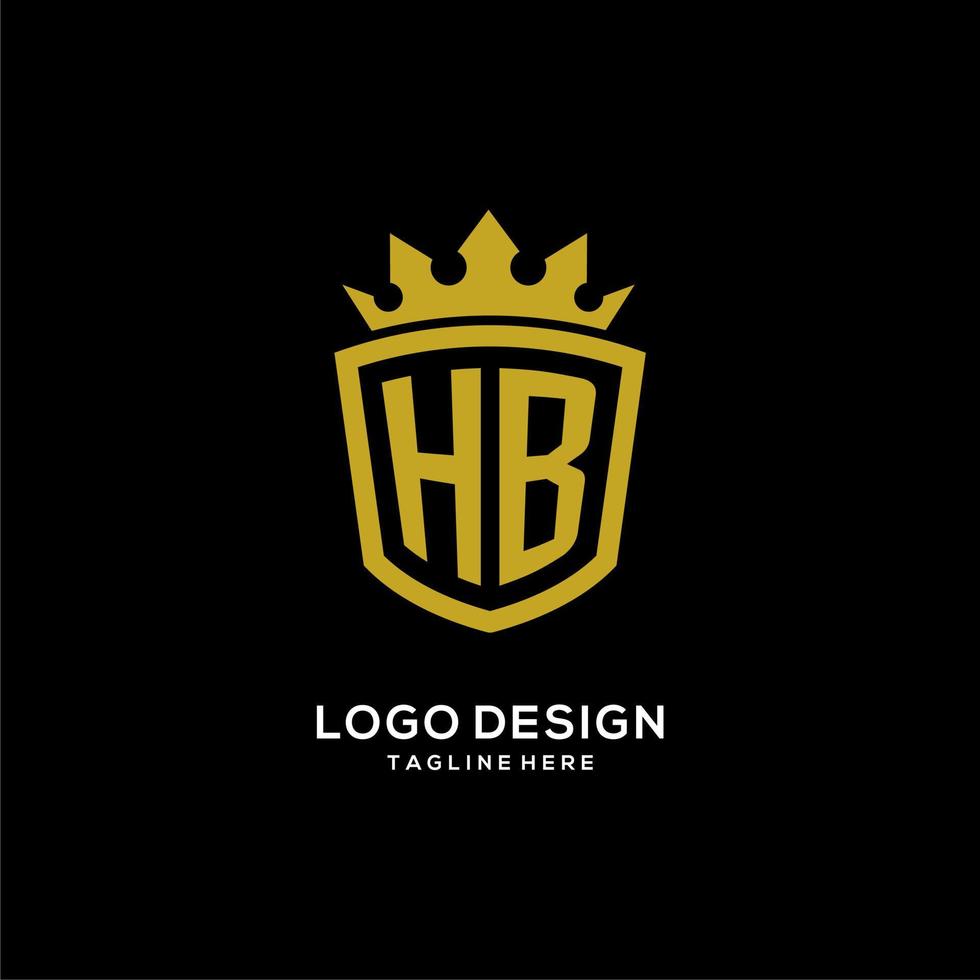 escudo de logotipo hb inicial estilo corona, diseño de logotipo de monograma elegante de lujo vector