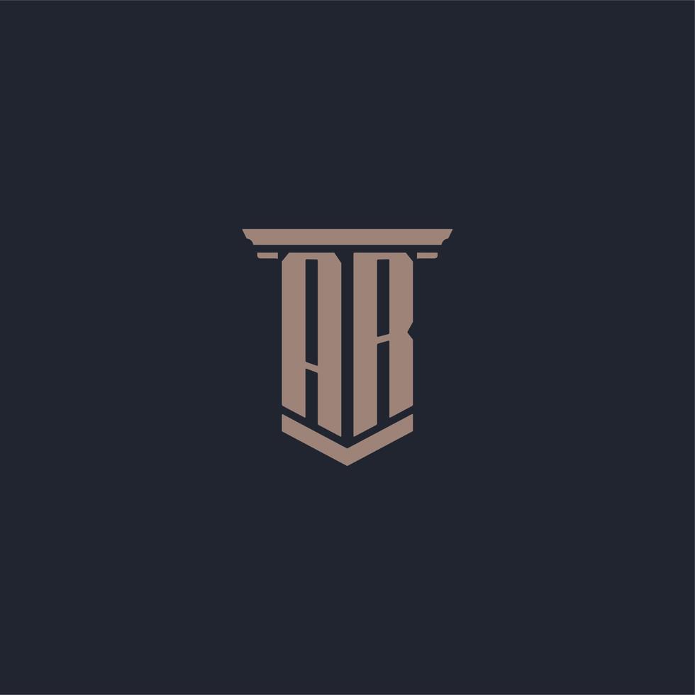 AR initial monogram logo with pillar style design vector