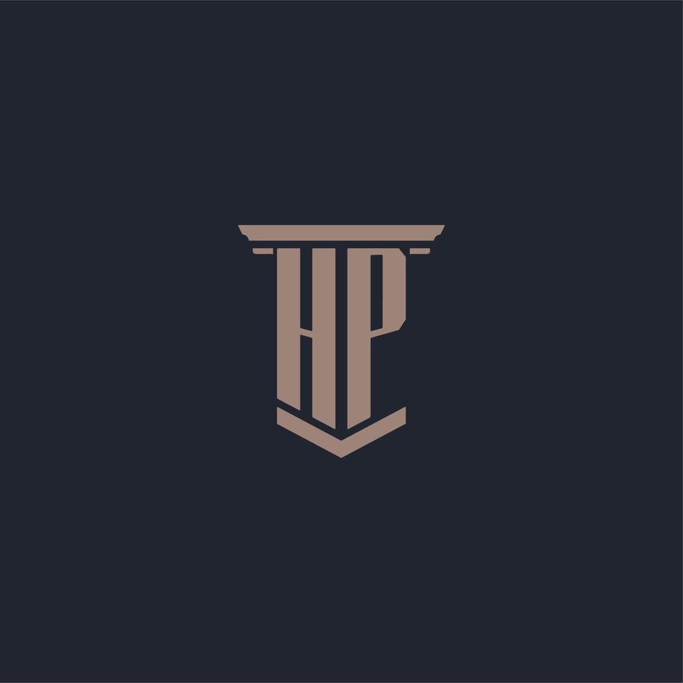 HP initial monogram logo with pillar style design vector