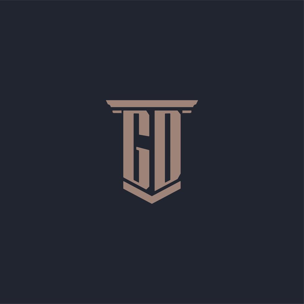 GD initial monogram logo with pillar style design vector