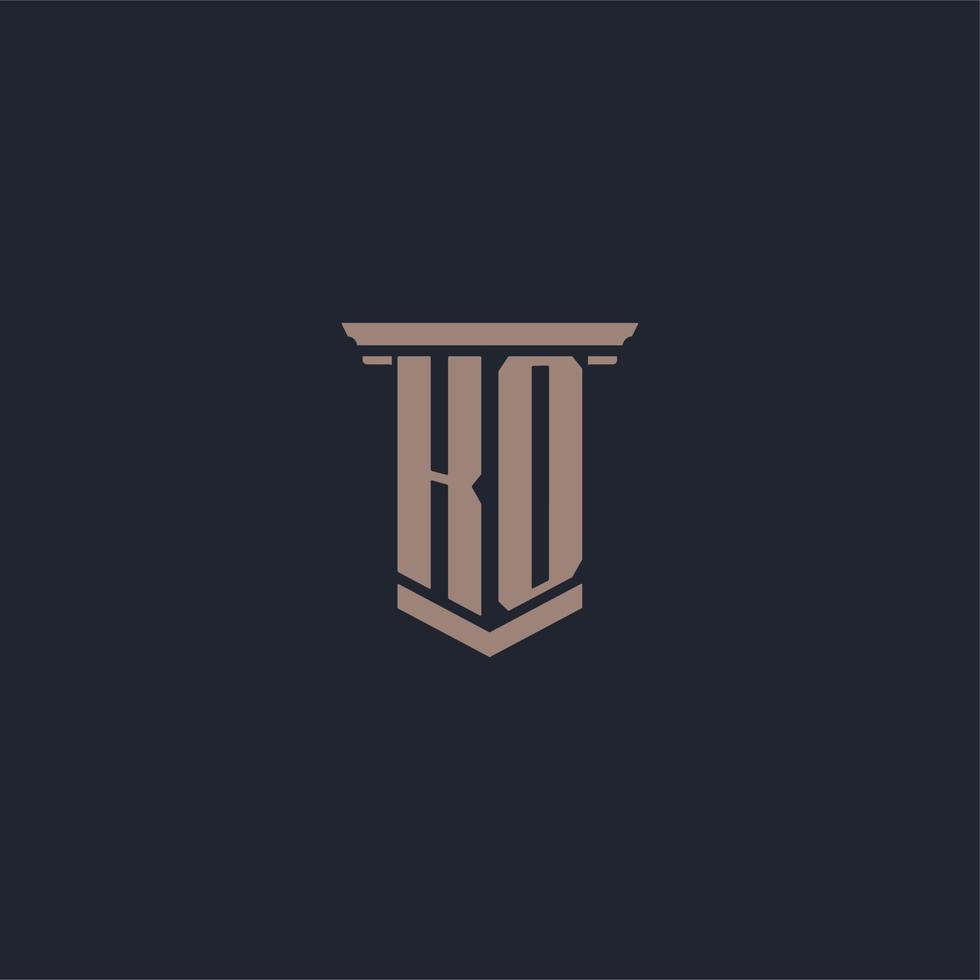 KO initial monogram logo with pillar style design vector