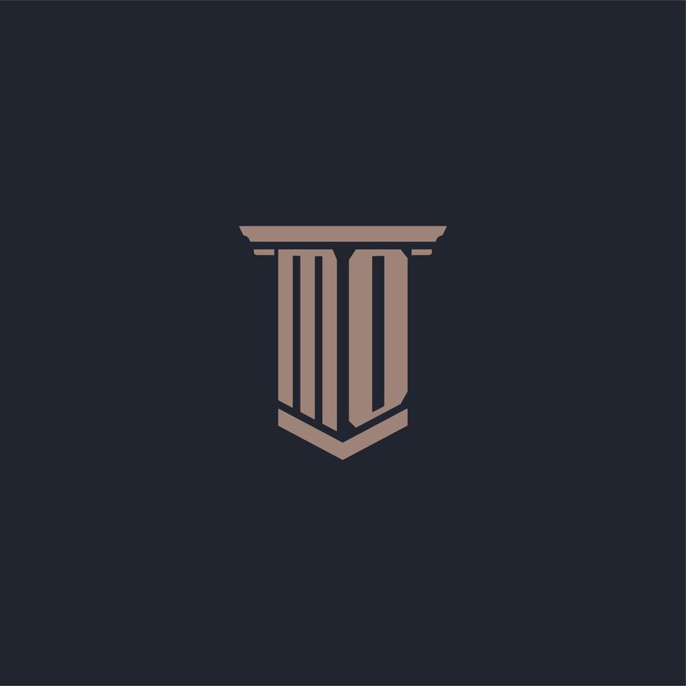 MO initial monogram logo with pillar style design vector