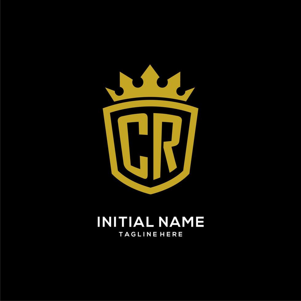 logotipo de cr inicial escudo estilo corona, diseño de logotipo de monograma elegante de lujo vector