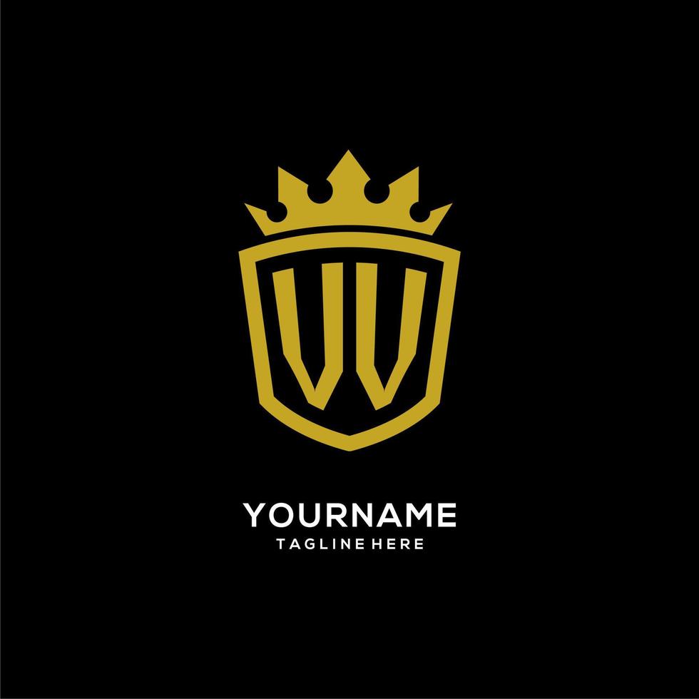escudo de logotipo vv inicial estilo corona, diseño de logotipo de monograma elegante de lujo vector
