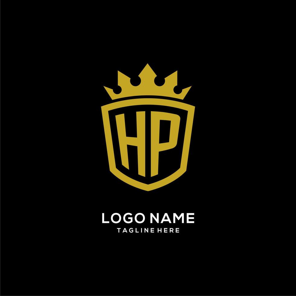 logotipo inicial de hp escudo estilo corona, diseño de logotipo de monograma elegante de lujo vector