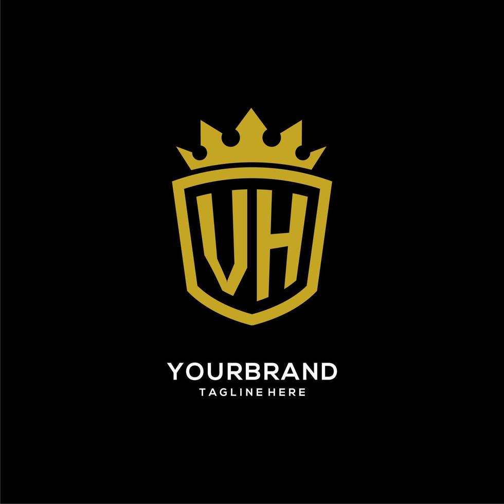 logotipo vh inicial escudo estilo corona, diseño de logotipo de monograma elegante de lujo vector