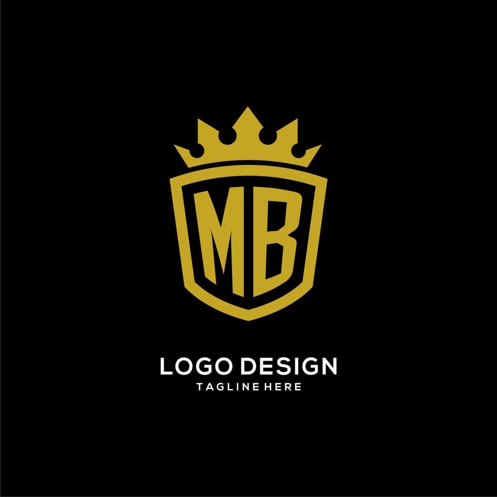 escudo de logotipo inicial mb estilo corona, diseño de logotipo de monograma elegante de lujo vector