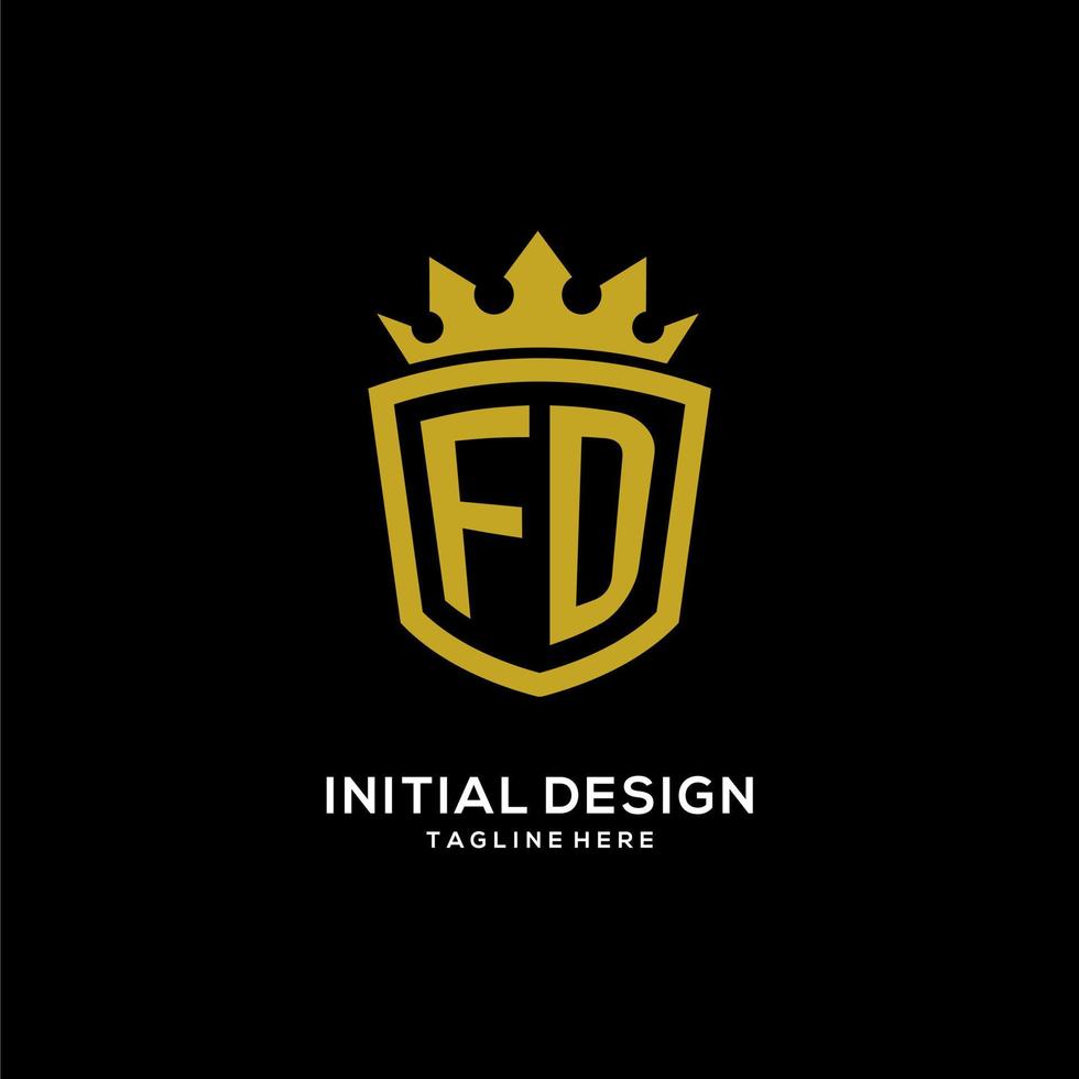 Initial FD logo shield crown style, luxury elegant monogram logo design vector