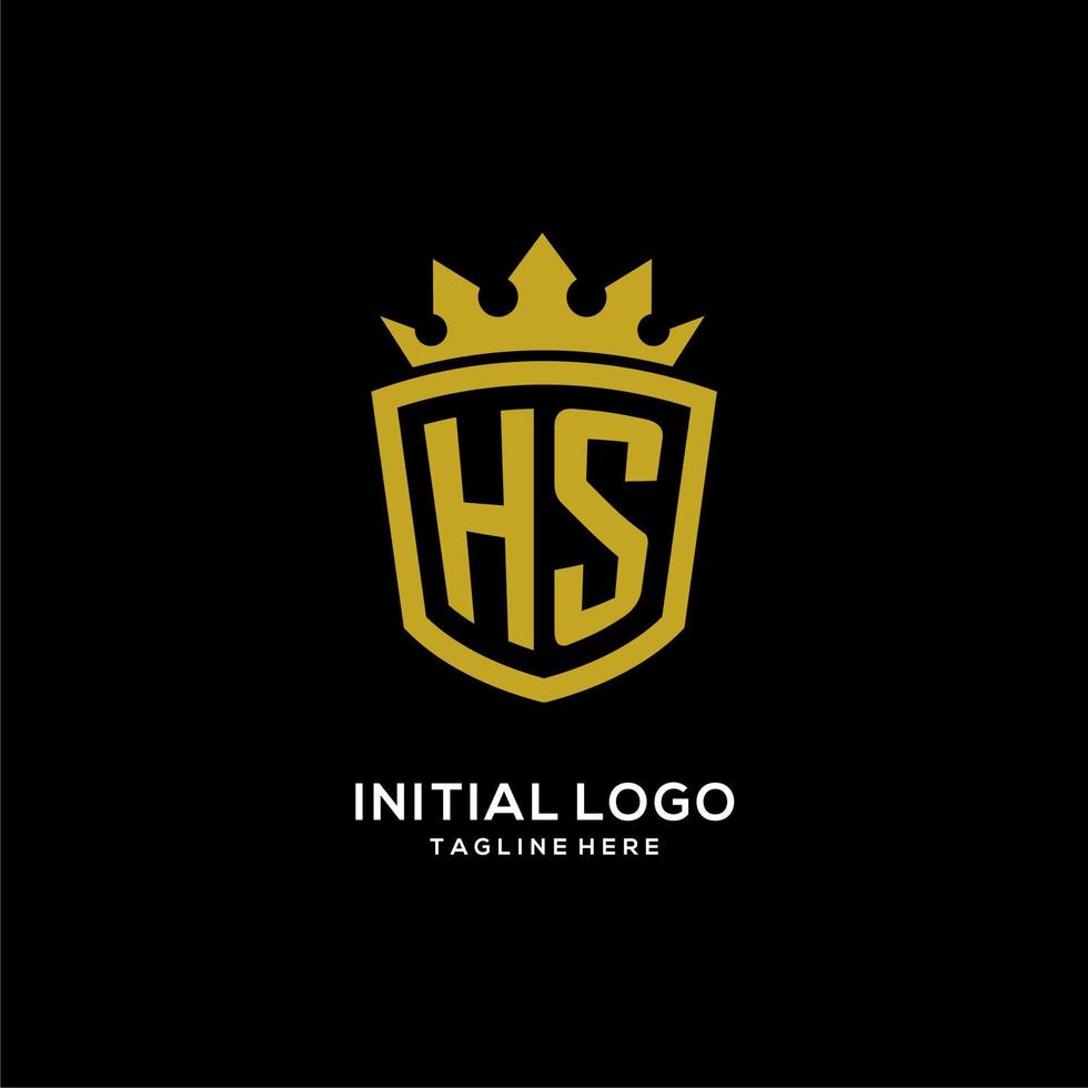 Initial HS logo shield crown style, luxury elegant monogram logo design vector