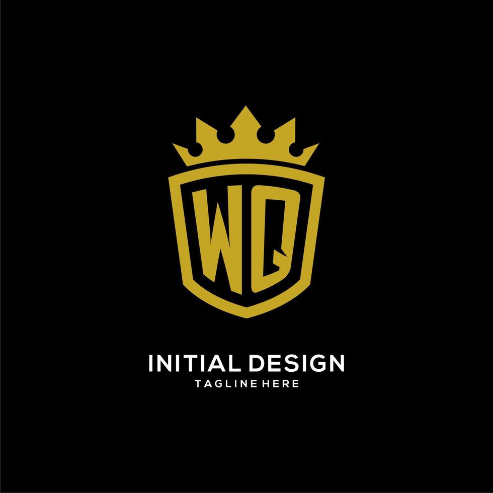 Initial WQ logo shield crown style, luxury elegant monogram logo design vector