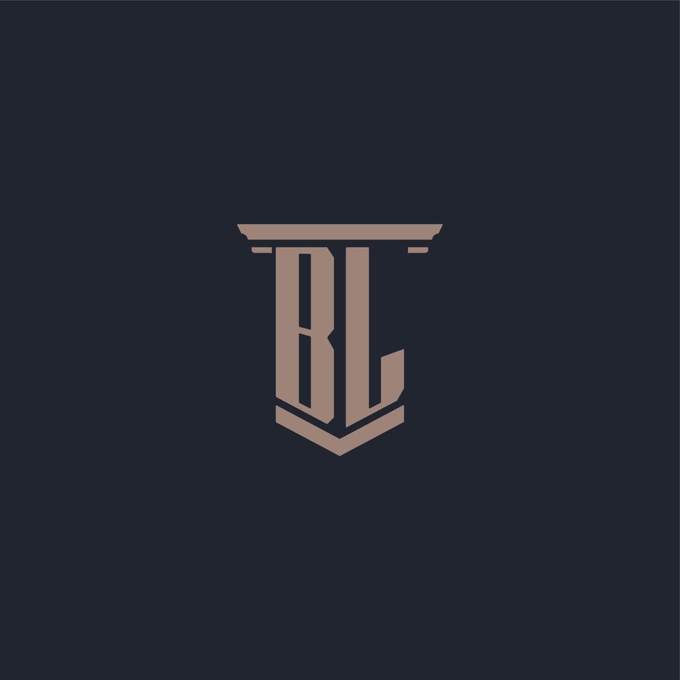 BL initial monogram logo with pillar style design vector