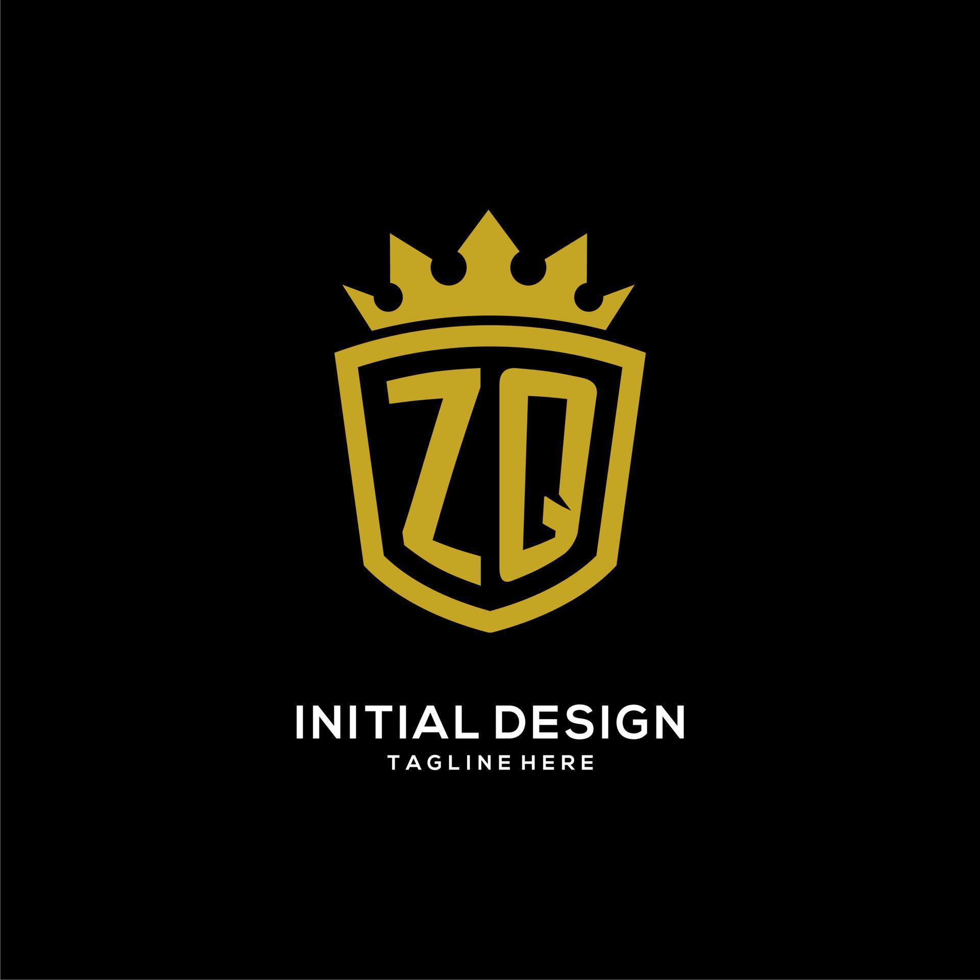 Initial Zq Logo Shield Crown Style Luxury Elegant Monogram Logo Design