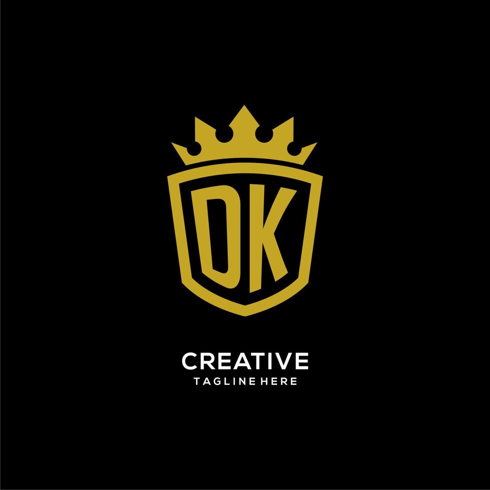 Initial DK logo shield crown style, luxury elegant monogram logo design vector