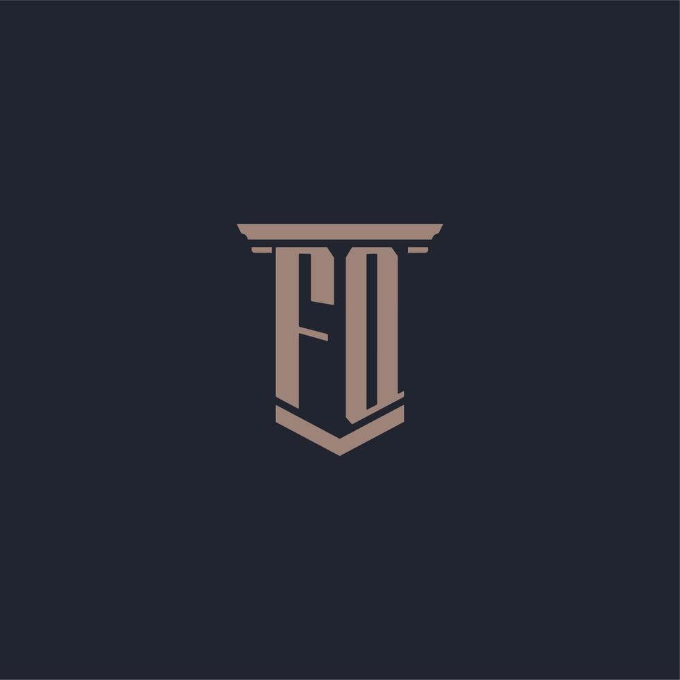 FQ initial monogram logo with pillar style design vector
