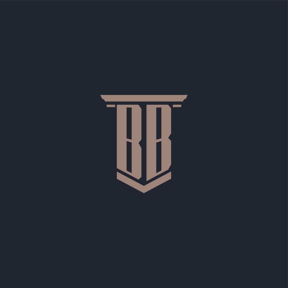 BB initial monogram logo with pillar style design vector