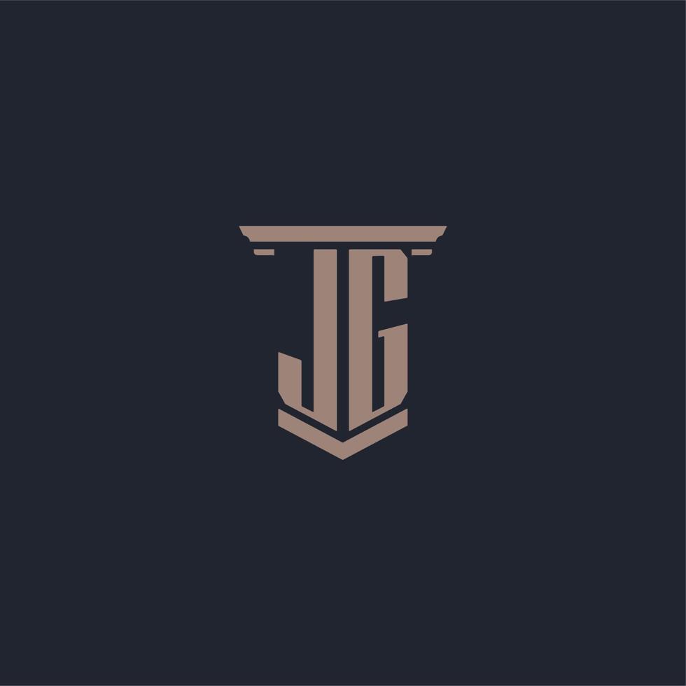 JG initial monogram logo with pillar style design vector