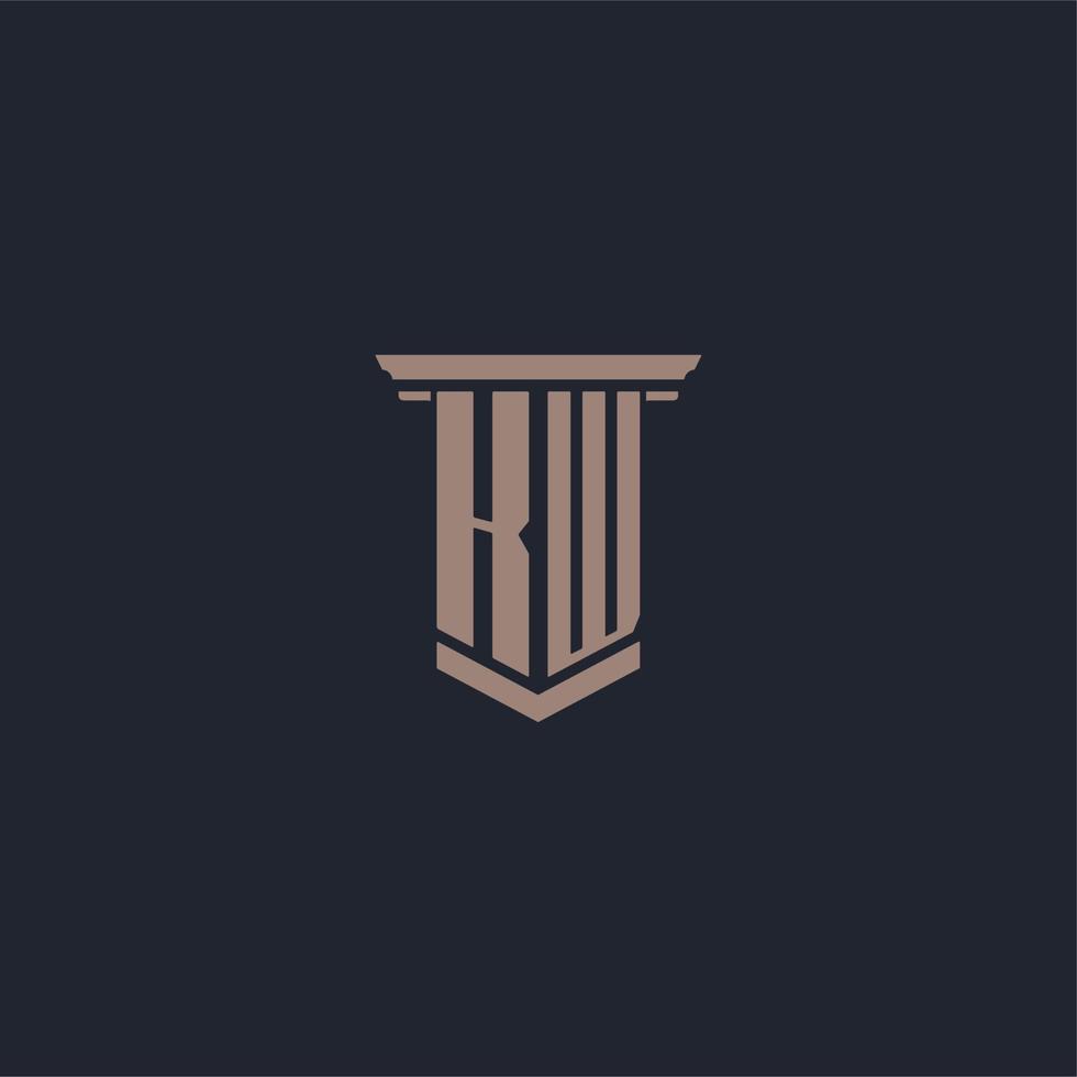 logotipo de monograma inicial kw con diseño de estilo pilar vector