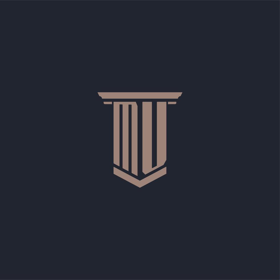 MU initial monogram logo with pillar style design vector