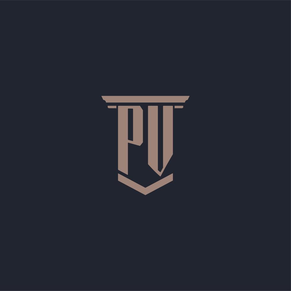 PV initial monogram logo with pillar style design vector