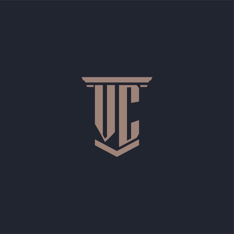 VC initial monogram logo with pillar style design vector
