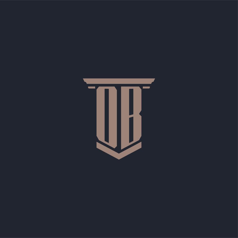 OB initial monogram logo with pillar style design vector