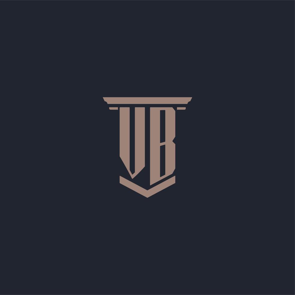 VB initial monogram logo with pillar style design vector