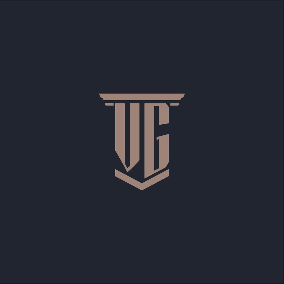 VG initial monogram logo with pillar style design vector
