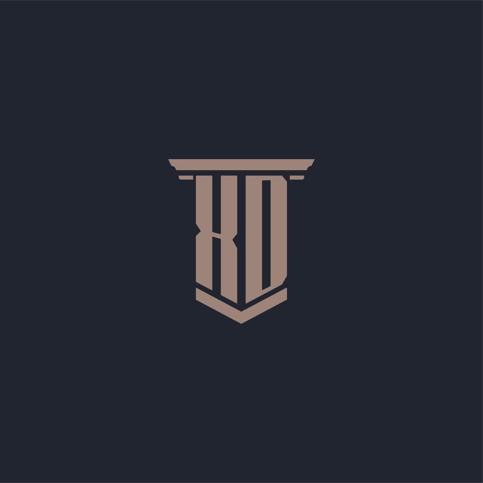 XD initial monogram logo with pillar style design vector
