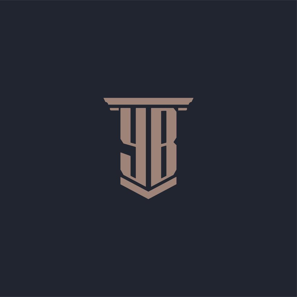 YB initial monogram logo with pillar style design vector