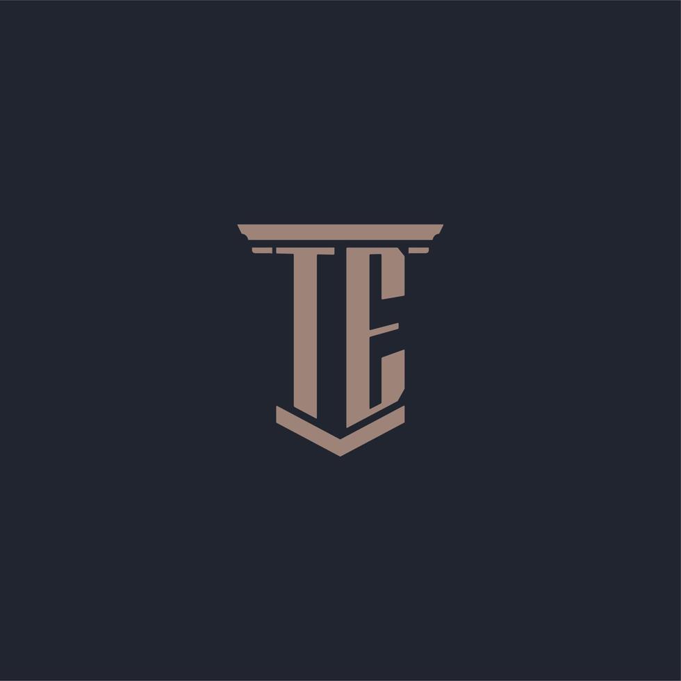 TE initial monogram logo with pillar style design vector