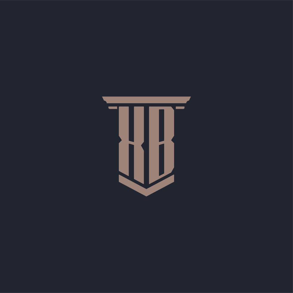 logotipo de monograma inicial xb con diseño de estilo pilar vector
