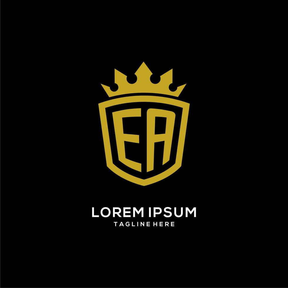 Initial EA logo shield crown style, luxury elegant monogram logo design vector