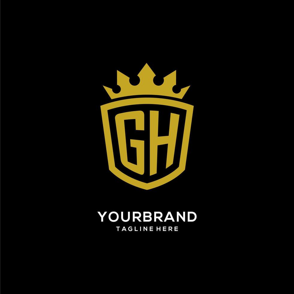 Initial GH logo shield crown style, luxury elegant monogram logo design vector
