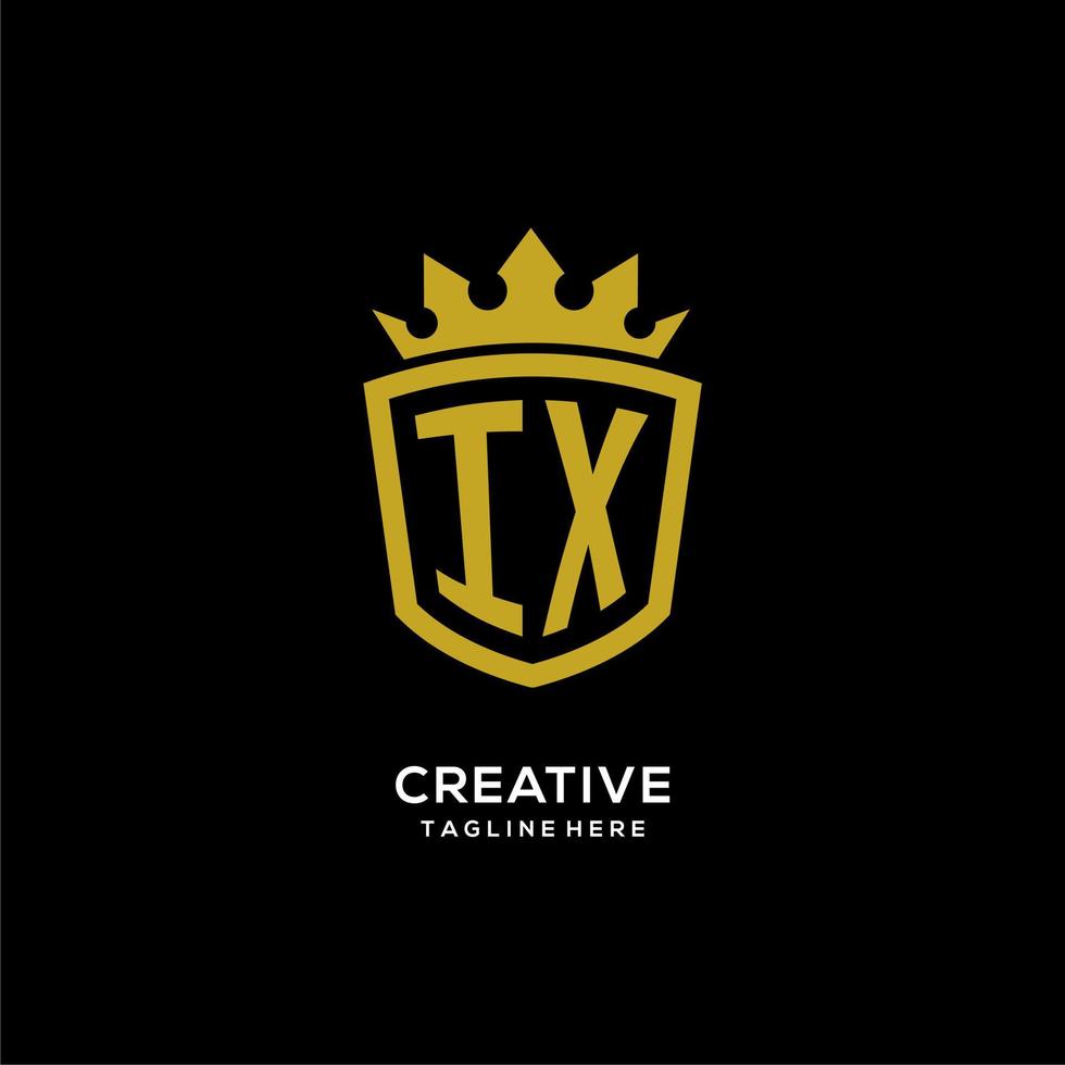 Initial IX logo shield crown style, luxury elegant monogram logo design vector