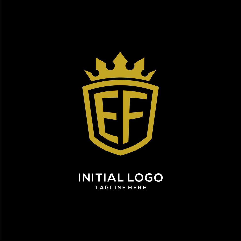 Initial EF logo shield crown style, luxury elegant monogram logo design vector