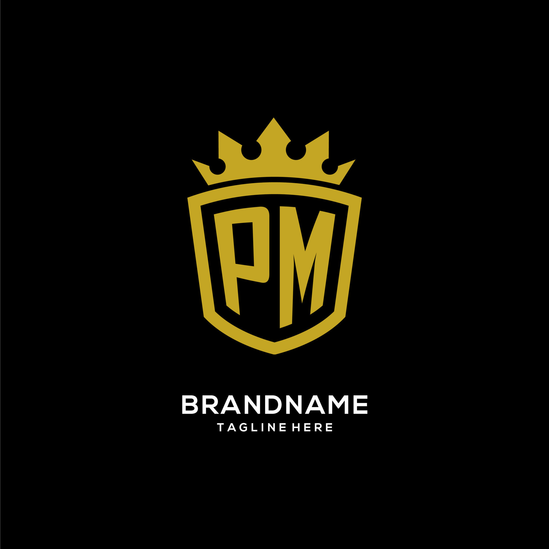 PM monogram logo initial with crown and shield guard shape style 15161334  Vector Art at Vecteezy