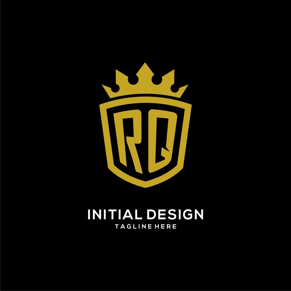 Initial RQ logo shield crown style, luxury elegant monogram logo design vector