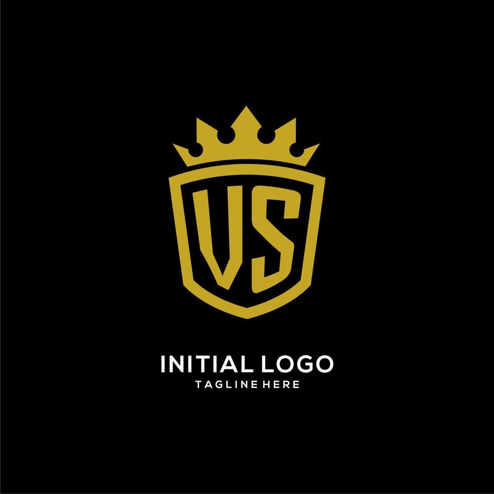 Initial VS logo shield crown style, luxury elegant monogram logo design vector