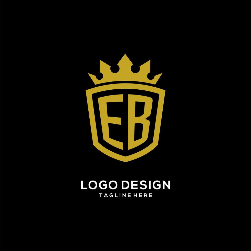 logotipo inicial eb estilo de corona de escudo, diseño de logotipo de monograma elegante de lujo vector