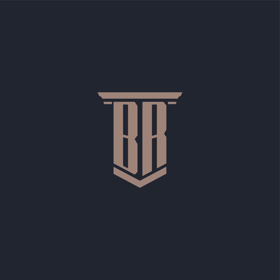 BR initial monogram logo with pillar style design vector